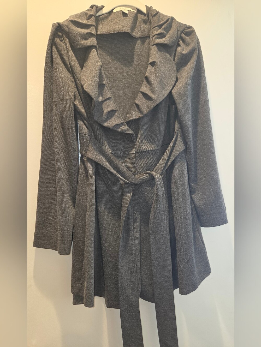 Gray Collared Pea Coat - Picture 3 of 10